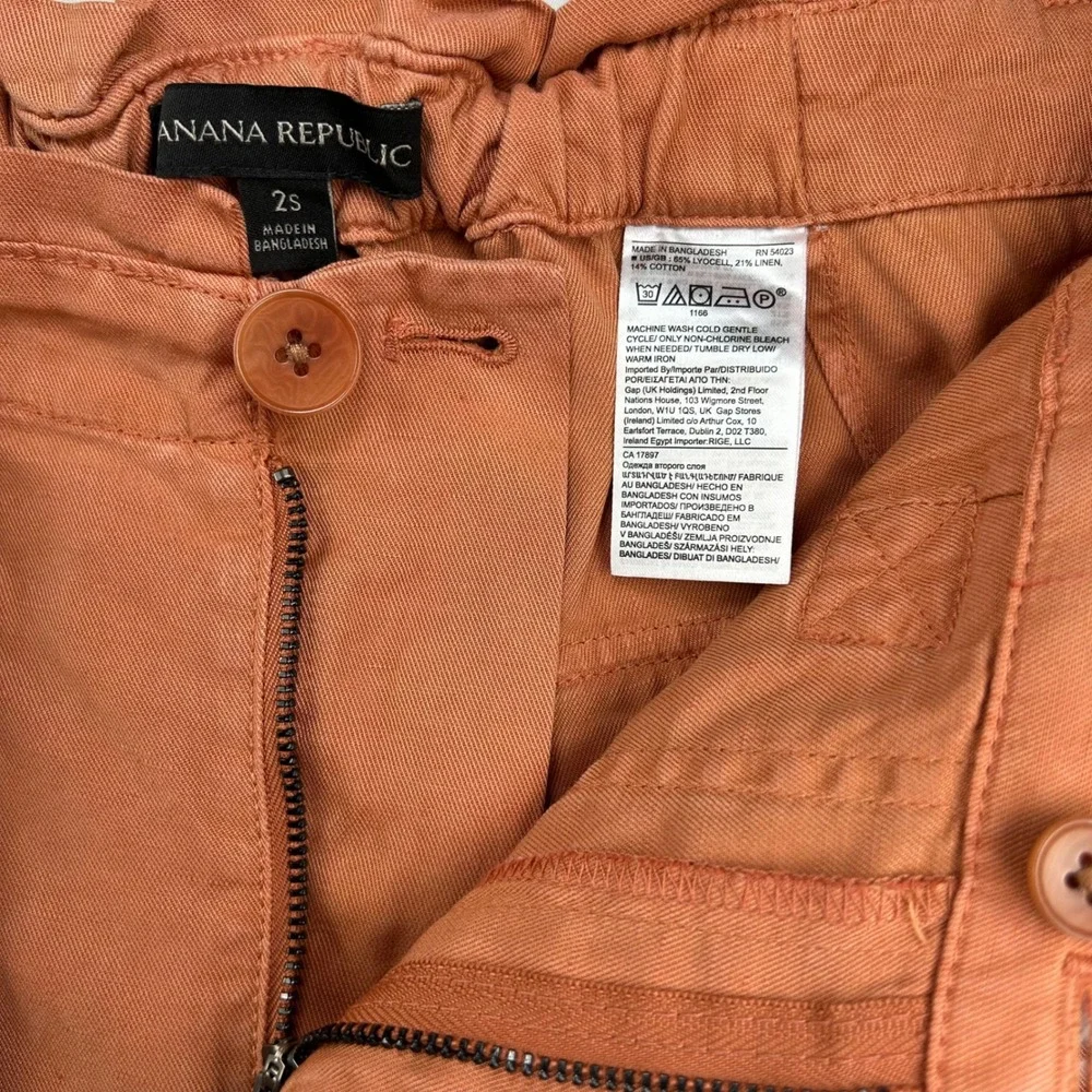 Banana Republic Tie Waist Slim Pants Pink Sand Dune Lyocell Linen 2S